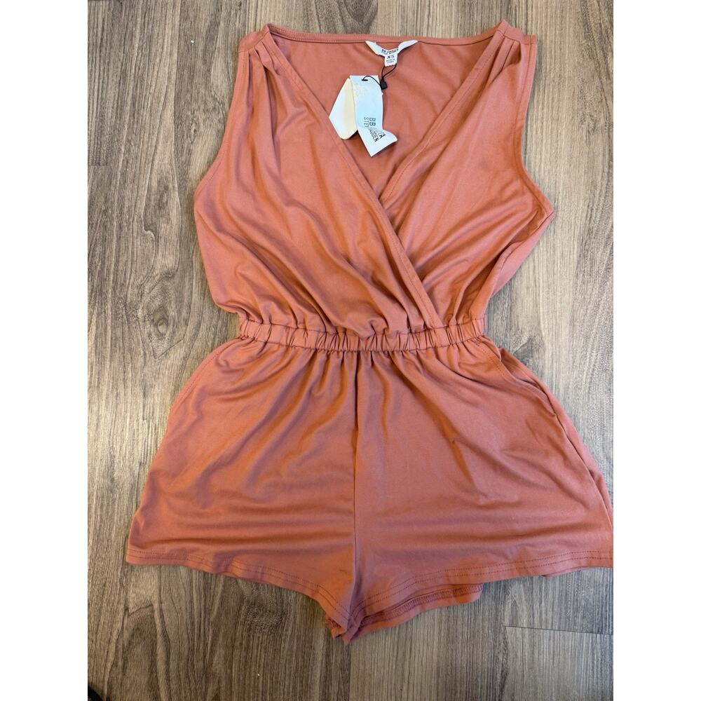 BB Dakota Steve Madden Romper XS Clay Red Sleeveless Wrap Elastic Waist Shorts